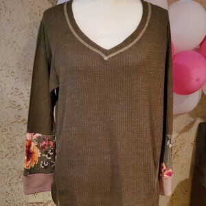 Waffle Knit Long Sleeve Top